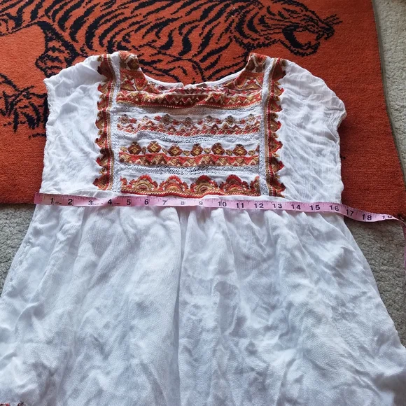 Free People Mini Dress Embroidered Boho Sunrise Tunic XS - Picture 5 of 11